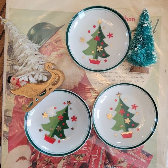Holt Howard Vintage Nut Dishes (3) ~ Christmas Tree ~ Trinket Dish ~ 1961 ~ Nice - Picture 1 of 16